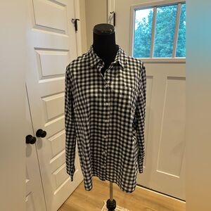JCrew Women’s Navy and White Checkered Shirt- XXL